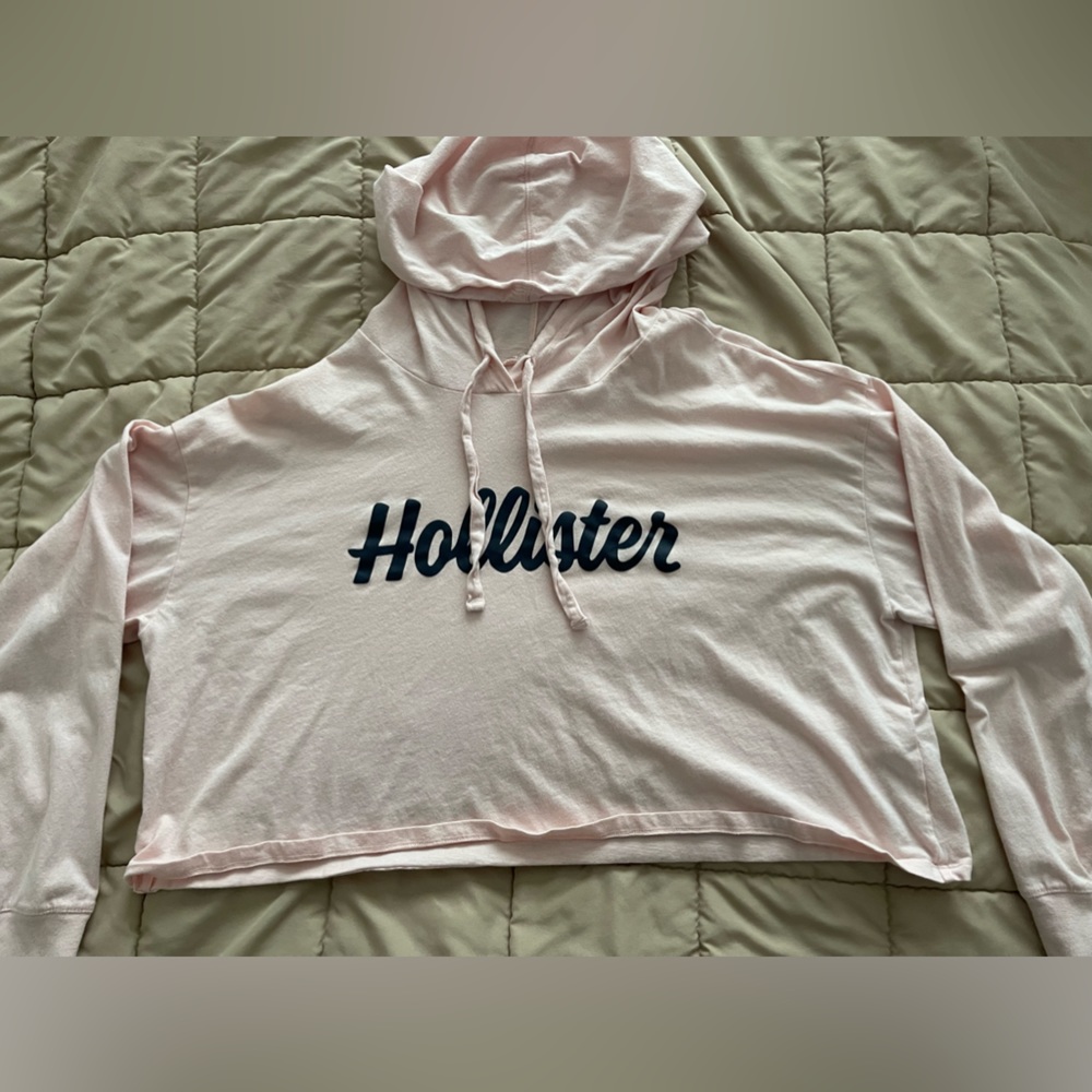 Hooded and Cropped Hollister Tee Shirt size Medium